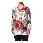 Hvid Blomstret Silkebluse Top