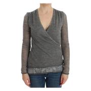 Gr V-hals uldblandings sweater