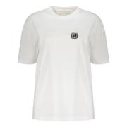 Ribbet Bomuld T-shirt med Logo Patch