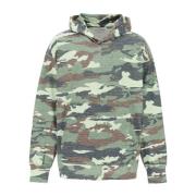 Oversized Camouflage Sweatshirt med Rhinestone Logo