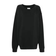 Oversize Bomuld Sweatshirt Grafisk Print Rund Hals