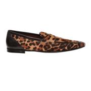 Leopard Print Pony Hair Loafers