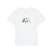 Kat Print Hvid T-Shirt