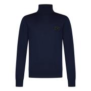 Blå Ribstrikket Turtleneck Sweater