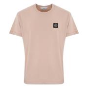 Pink Bomuld T-shirt med Logo Patch