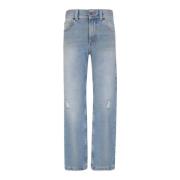 Lysblå Bomuld Straight Leg Jeans