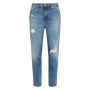 Blå Mom Fit Tapered Leg Jeans