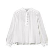 Georgette Plisse Bluse med Broderi