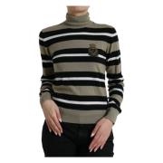 Stribet uld turtleneck sweater