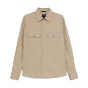 Beige Button-Up Skjorte Klassisk Krave