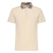 Beige T-shirts og Polos med Kontrast Krave