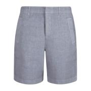 Blå Linned Bermuda Shorts