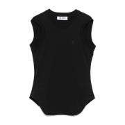 Sort Ærmeløs Bomuld Tank Top