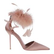 Rosa & Lilla Fjer Ankelrem Pumps