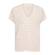 Stribet V-hals T-shirt Prism Pink