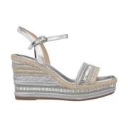 Rhinestone Wedge Sandal med Fletdetalje