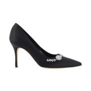 Perleudsmykkede Silkesatin Stiletto Pumps