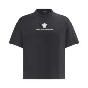 Monokrom Bomulds T-shirt med Ribbet Crew Neck