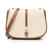 Beige Crossbody Taske med Hængelås Lukning