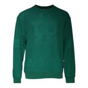 Grøn Nylon Logo Crew Neck Sweater