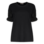 Bomuld crew-neck T-shirt med elastiske manchetter