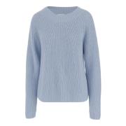 Lysblå Bomuld Cashmere Sweater