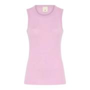 Ribbet tanktop strik i rose