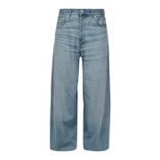 High Waist Blå Straight Leg Jeans