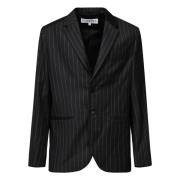 Grå Pinstripe Skræddersyet Blazer Jakke