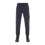 Navy Blue Sweatpants med Logo Broderi