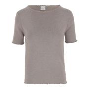 Beige Strik Bådhals T-shirt