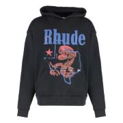 Bomuld Printed Hoodie med Ribbed Detaljer