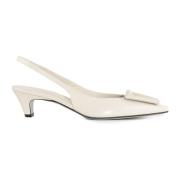 Bone White Leather Slingback Sandaler