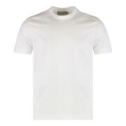 Ribbet crew-neck T-shirt i bomuld