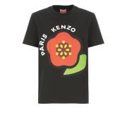 Sort Bomulds T-shirt med Logo Print