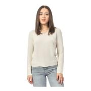 Ivory Strik V-Hals Sweater