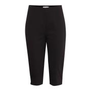 Slim-leg Capri Bukser Sort