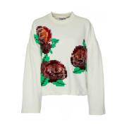 Blomstret Sweatshirt med Pailletter