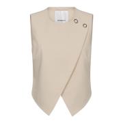 Elegant Wrap Vest Blazer i Bone