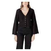 Sort V-Hals Knap-Up Cardigan