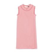 Flamingo Pink Frayed Sleeveless Kjole