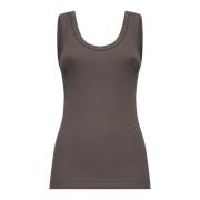 Brun Embroidered Top med Brede Stropper