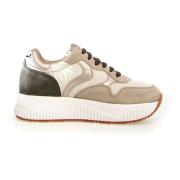 Creme Mode Sneakers med Guldindsatser