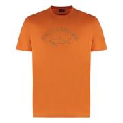 Ribbet krave bomuld rundhals T-shirt