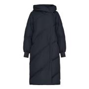 Oversized Hood Quilted Puffer Coat - Blueberries