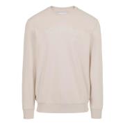 Pudder hvid crewneck slim fit sweatshirt med logo