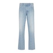 Monogrammed jacquard denim jeans