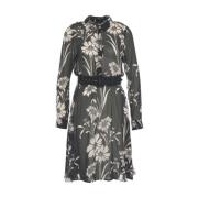 Sort Blomstret Midi Kjole Elegant Stil