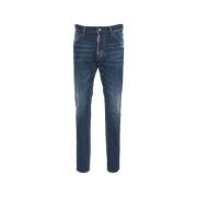 Blå Slim Fit Distressed Jeans