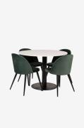 Venture Home - Spisegruppe Razzia med 4 spisebordsstole Velvet - Hvid ...